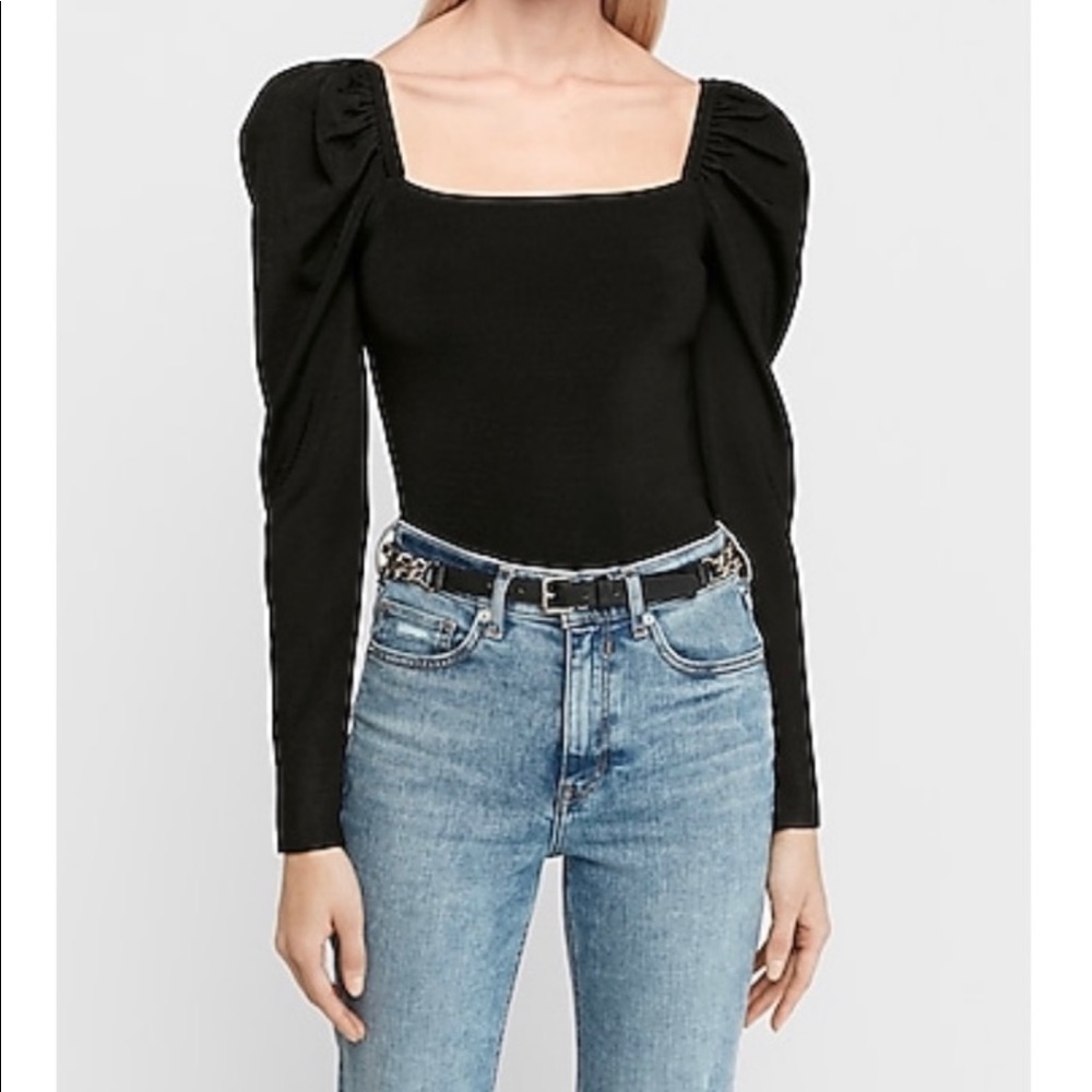 Express cropped puff sleeve sweater
